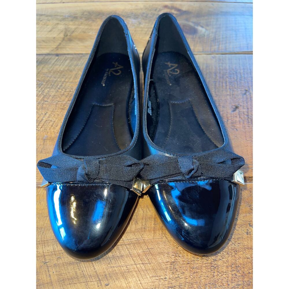 Womens A2 by Aerosoles Black Ballet Flats Cap Toe Bow Detail Size 6‎ - Picture 10 of 10